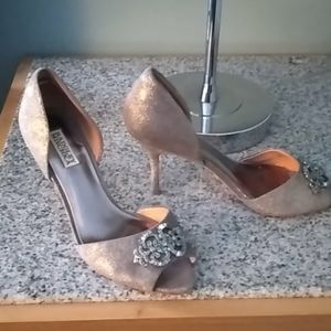 Badgley Mischka Peep Toe Jeweled Pumps